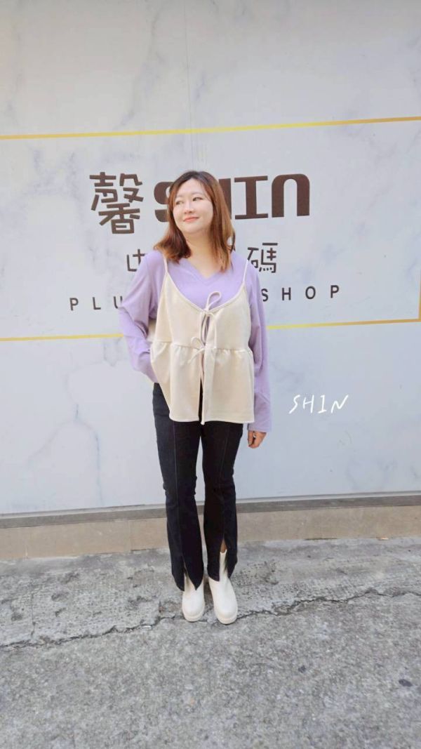 純色V領高彈T(紫/淺灰/卡其) 