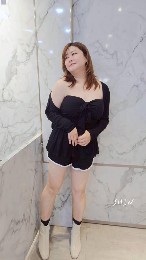 sexy平口上衣前蝴結+外套組(灰/黑) 