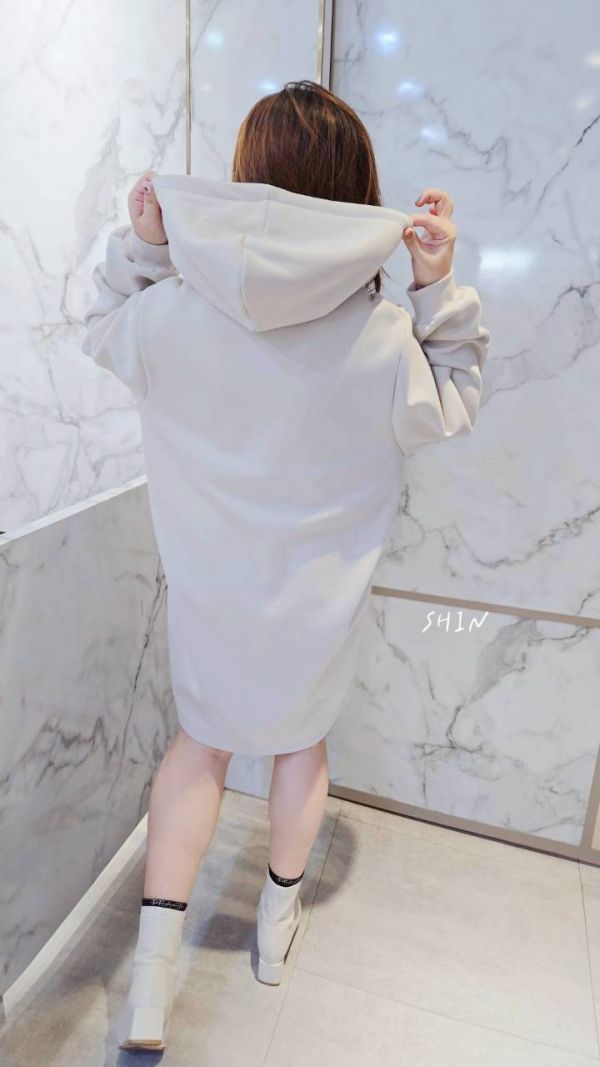 歐膩連帽衣裙(藍/灰/杏) 