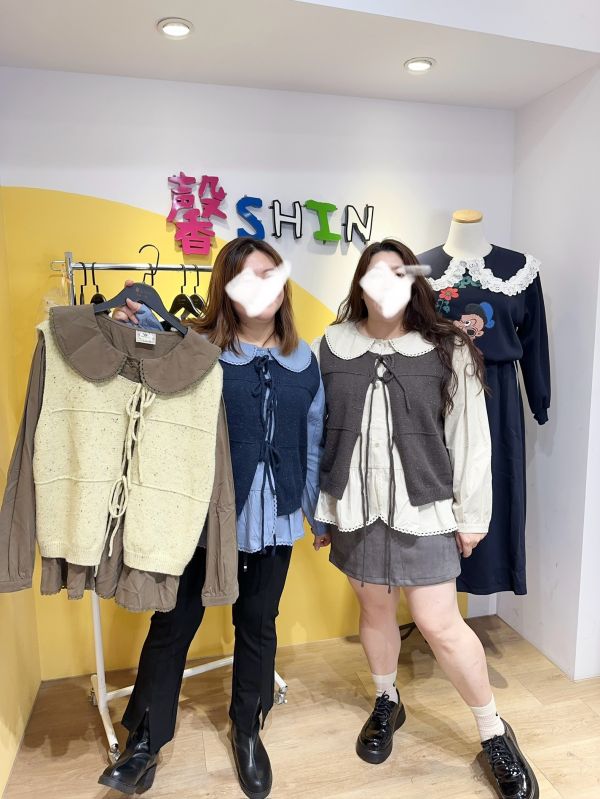 娃娃襯衫背心兩件套(綠/藍/杏) 