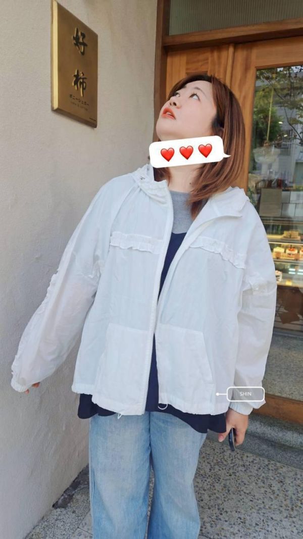 日系女孩兒荷葉設計夾克(杏灰/白/黑) 