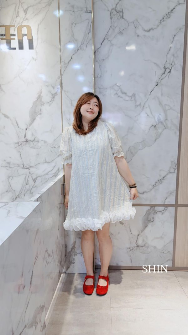 滾邊超級可愛的宮廷小洋裝(柔粉/美杏) 