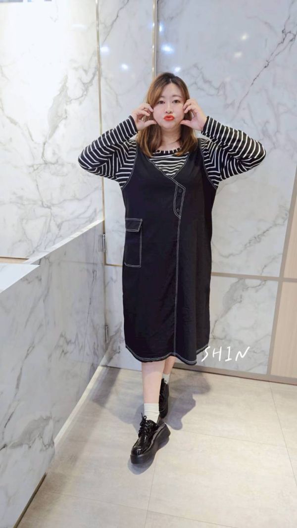 長版控超愛條紋車線洋 