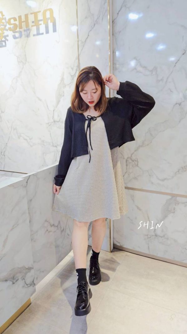 韓版皺皺綁帶罩衫(藍/咖/杏/黑) 