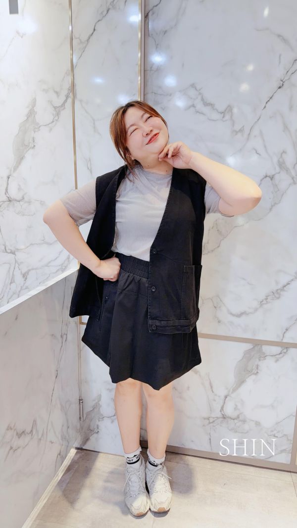 拉鍊口袋小傘褲裙 