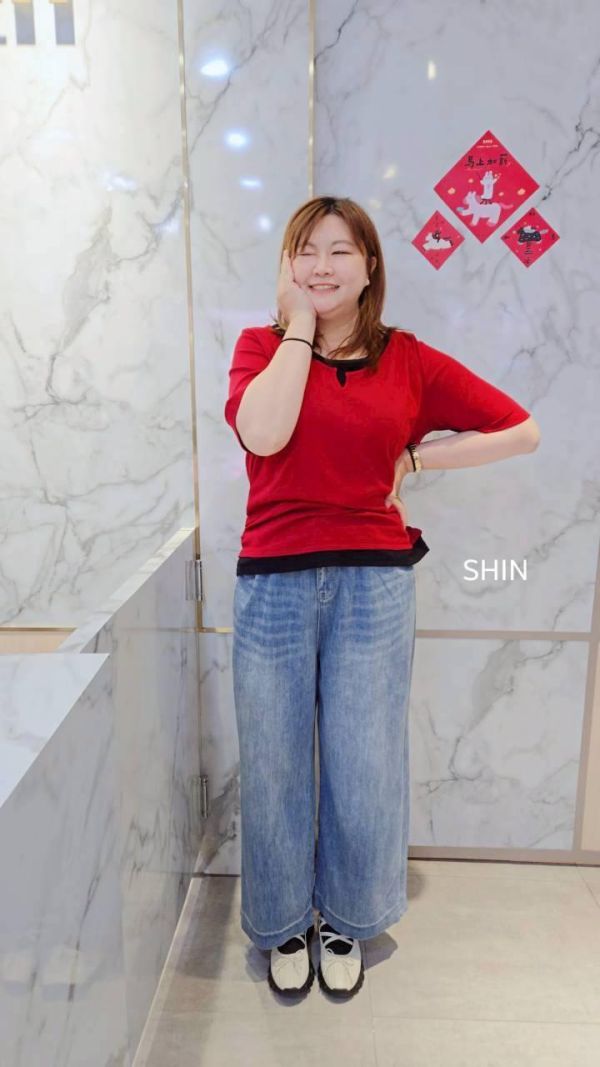 假兩件V造型上衣(灰/黑/紅) 