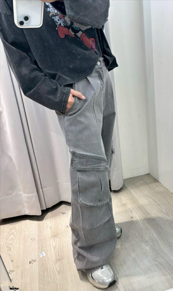 復古工裝闊腿褲 