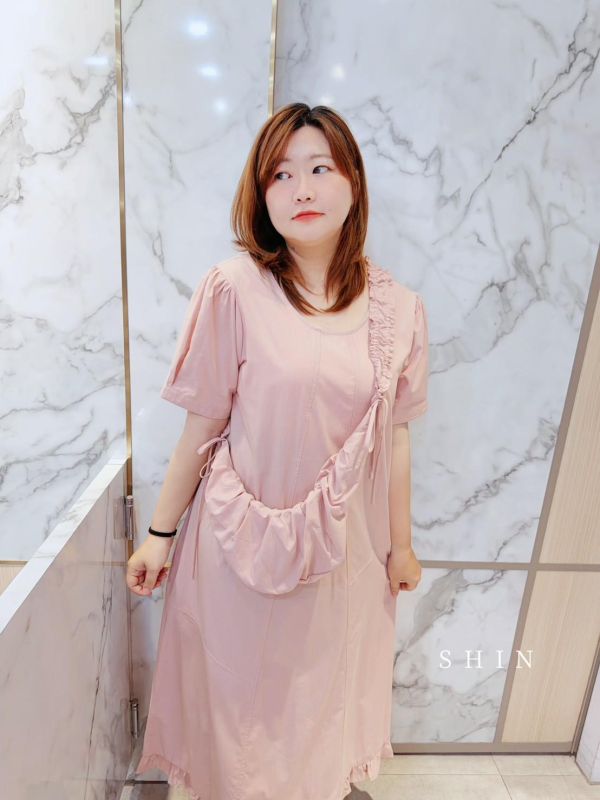 仙氣飄飄斜垮包方領洋(黃/粉/紅/藍) 