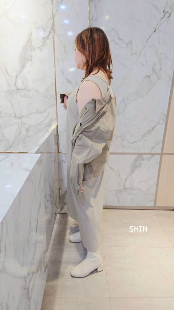 粗肩背心長洋+立體壓紋挺版襯衫 