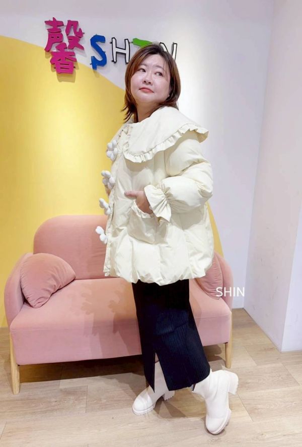 韓版花朵甜美棉衣外套 