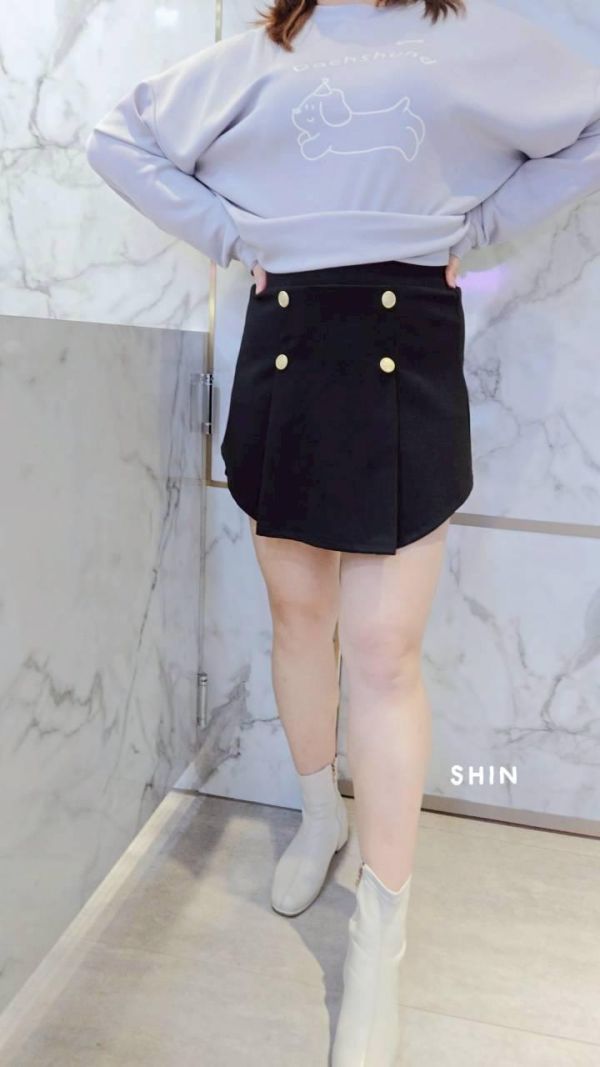 長腿瘦瘦挺布褲裙(黑/白) 