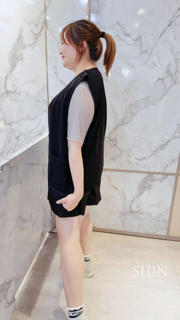 小帥帥口袋牛仔背心(藍/黑) 