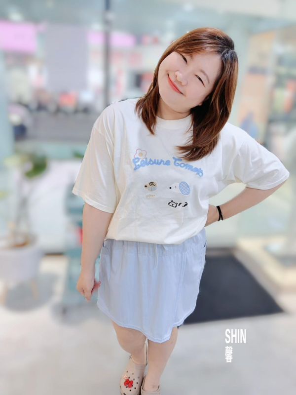 青春感狗狗臉T(條紋/杏) 