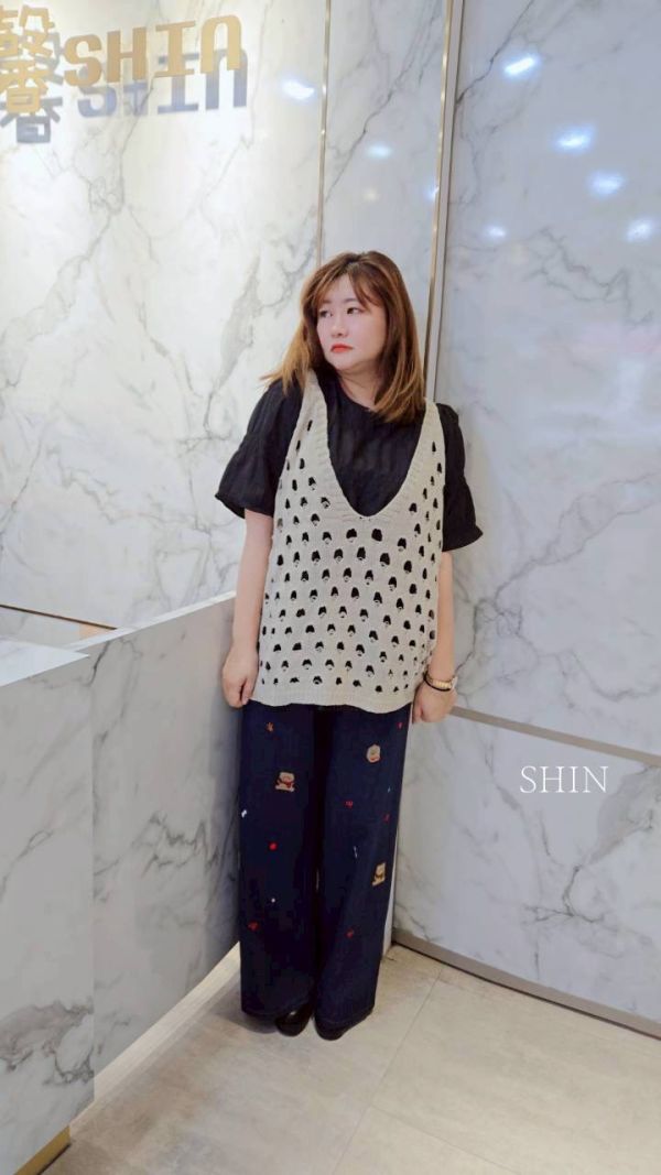 大洞洞針織背心(杏/灰/黑) 