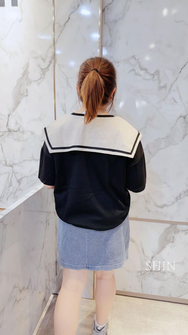 學院風蝴蝶結QQ上衣(白/黑/紅) 