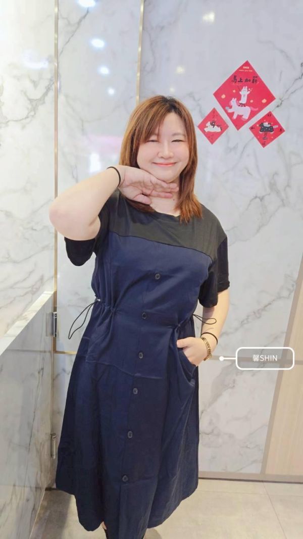 基本必須擁有假兩件吊帶長版(深藍/卡其) 