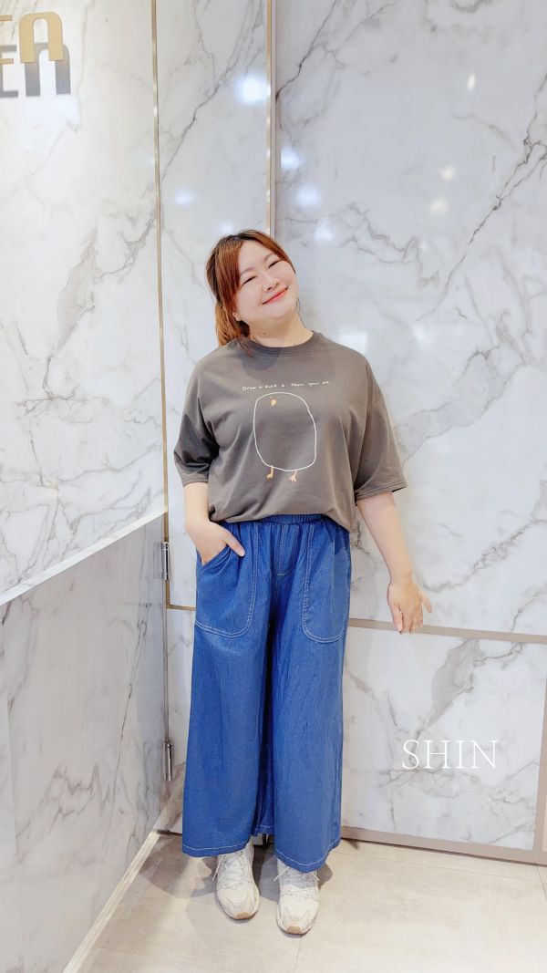 韓版手繪胖鴨鴨T(杏/深灰/咖) 