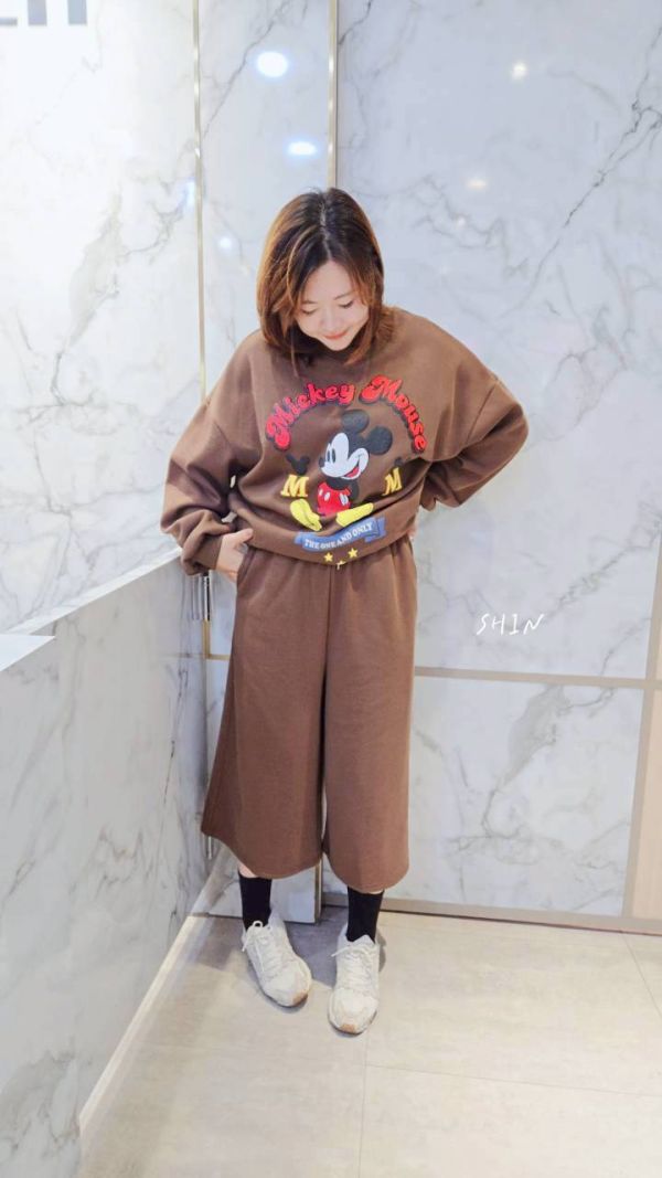 韓版米奇兩穿磨毛套裝 