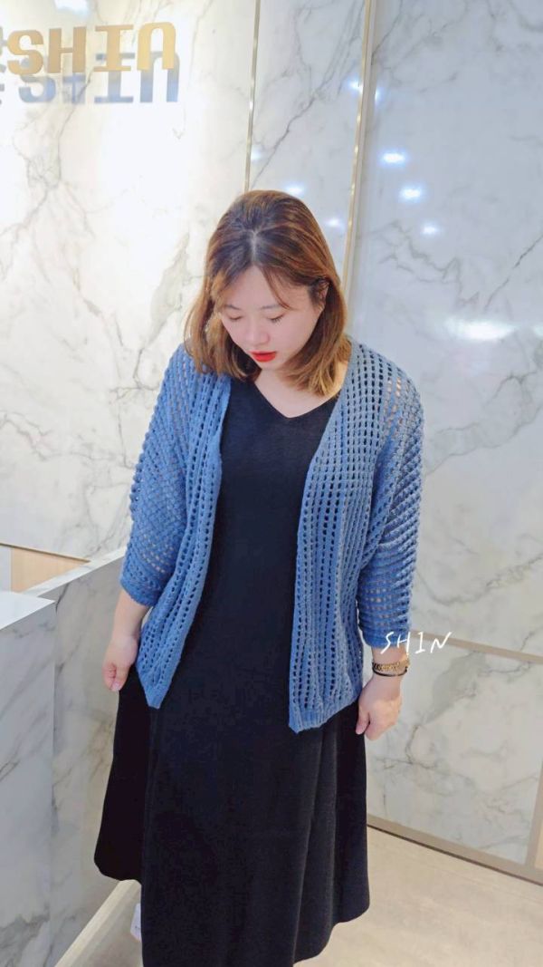 大洞洞針織慵懶罩衫(黑/紫/藍/杏/卡) 