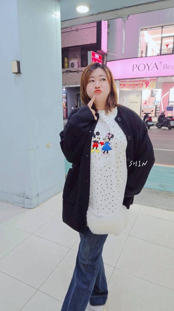 韓米奇刺繡刷毛Q長版(灰/杏) 