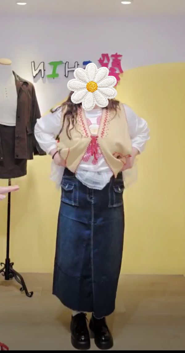 Y2K風復古色牛仔工裝長裙 