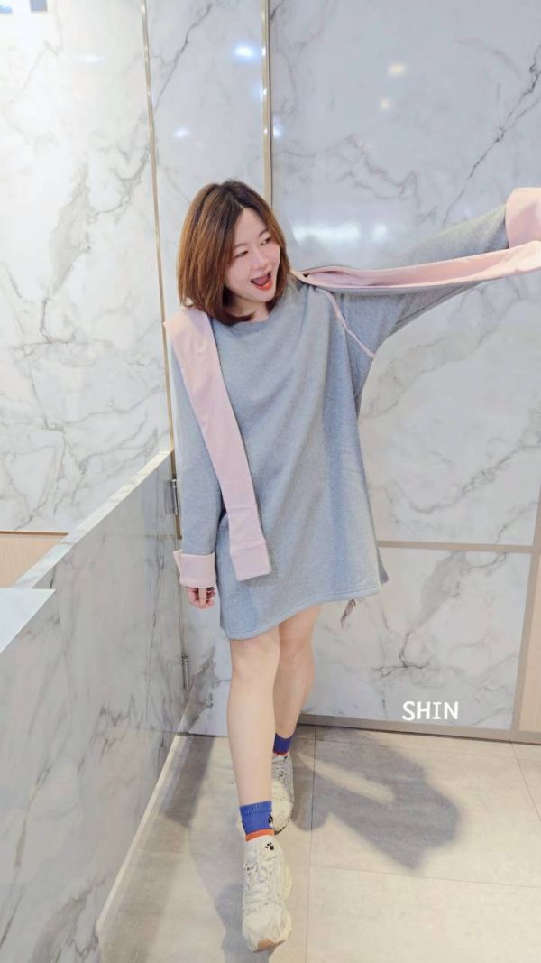 超挺布粉色帽短洋(灰/深藍) 