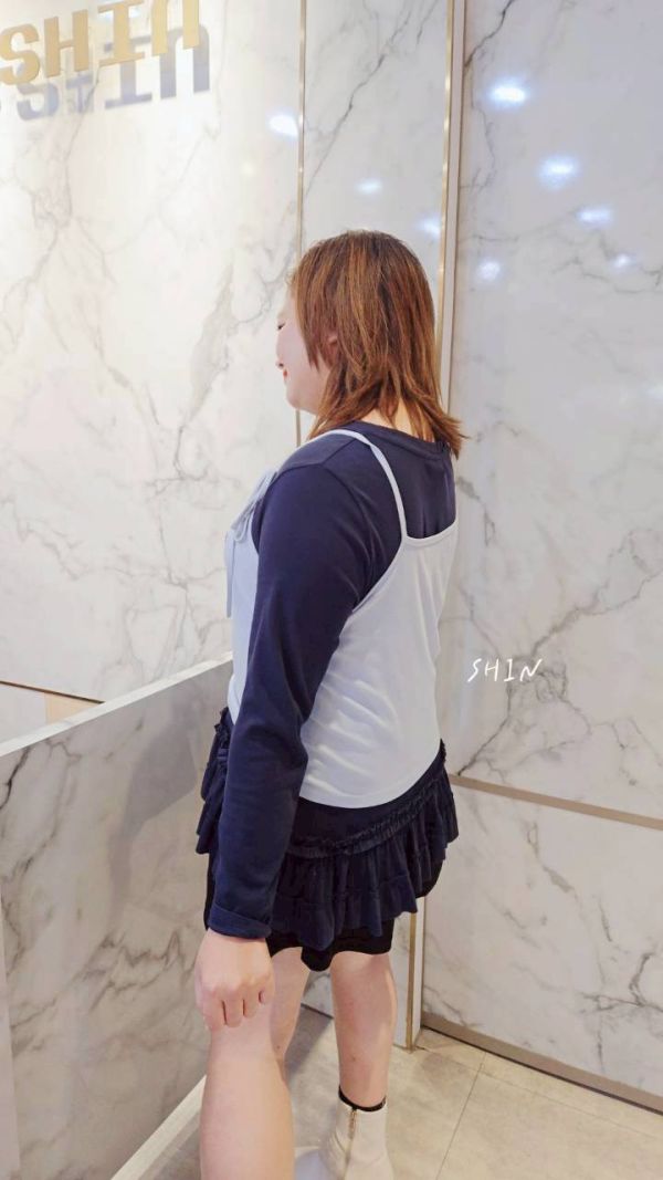 真兩件文字肩綁帶T 