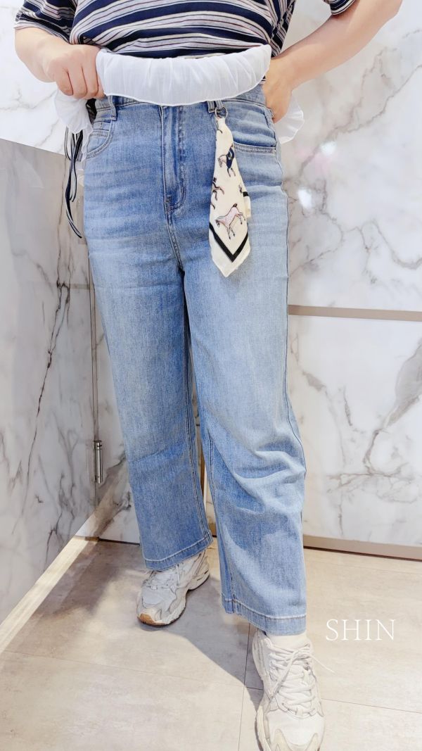 有皮帶有絲巾有氣質的九分奶奶褲(深/淺) 