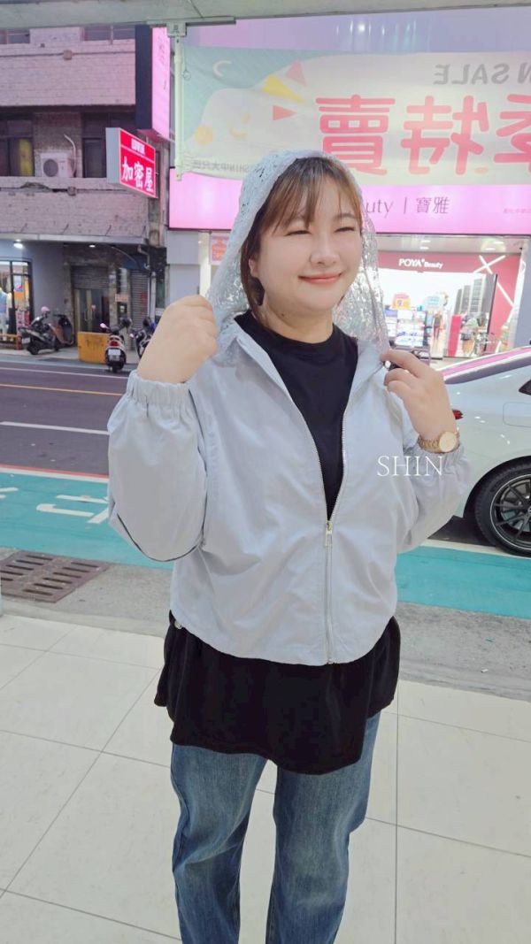 蕾絲拼接連帽工裝外套(黃/藍) 