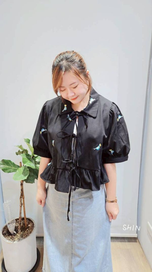 芭蕾女孩可愛圖綁帶外套 