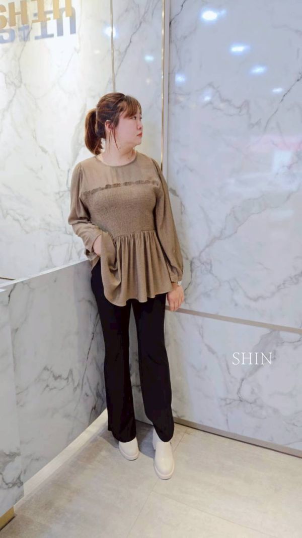 KOREA鬆緊胸上衣(咖/黑) 