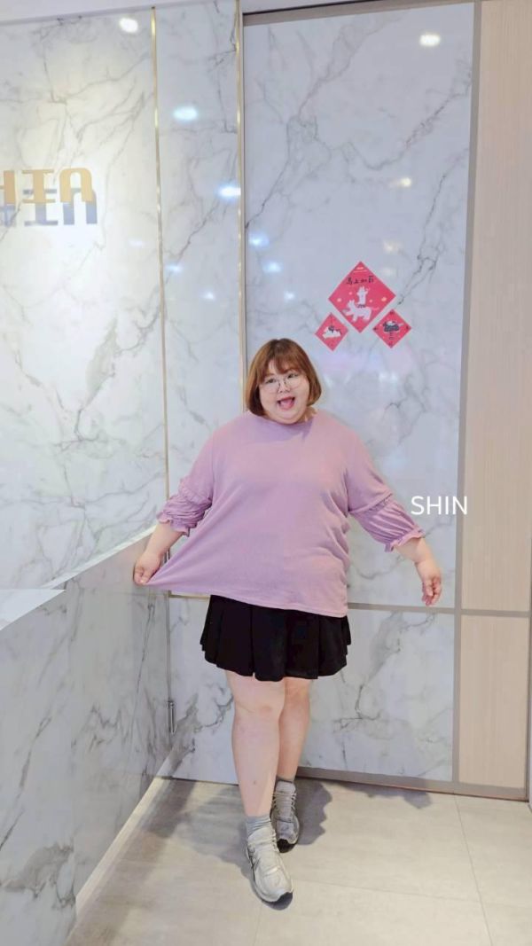 透氣竹節手袖滾邊上衣(橘/粉/黑/白) 