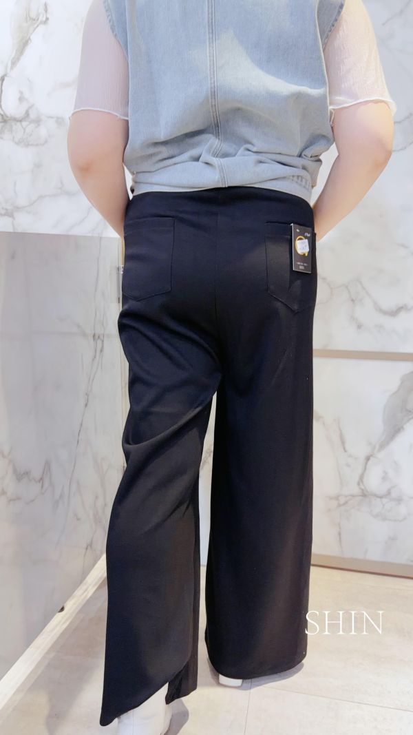 韓版3鈕釦涼感太空棉落地寬褲 