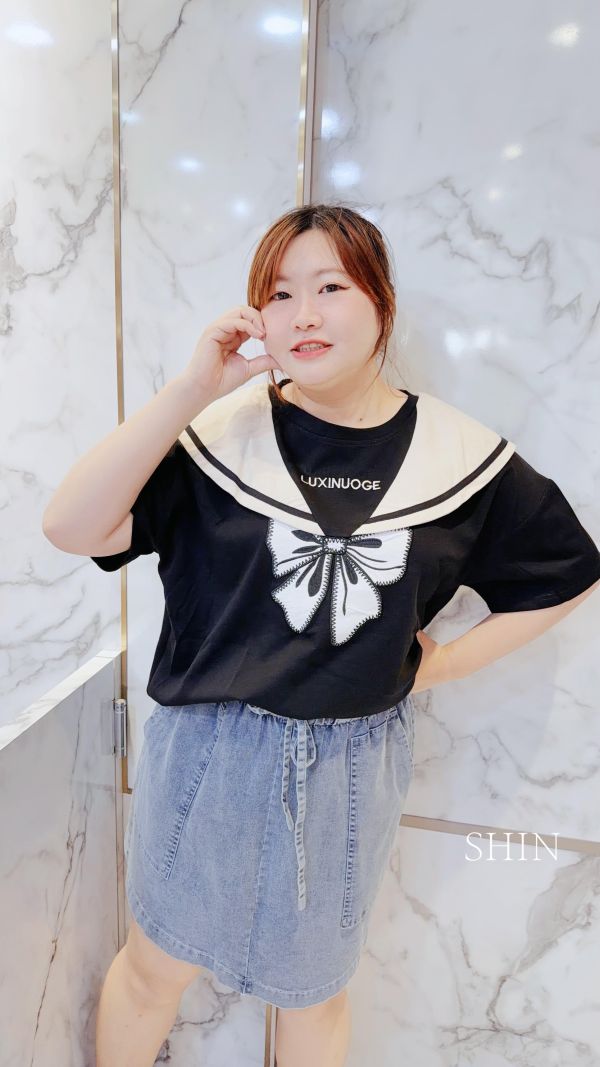 學院風蝴蝶結QQ上衣(白/黑/紅) 