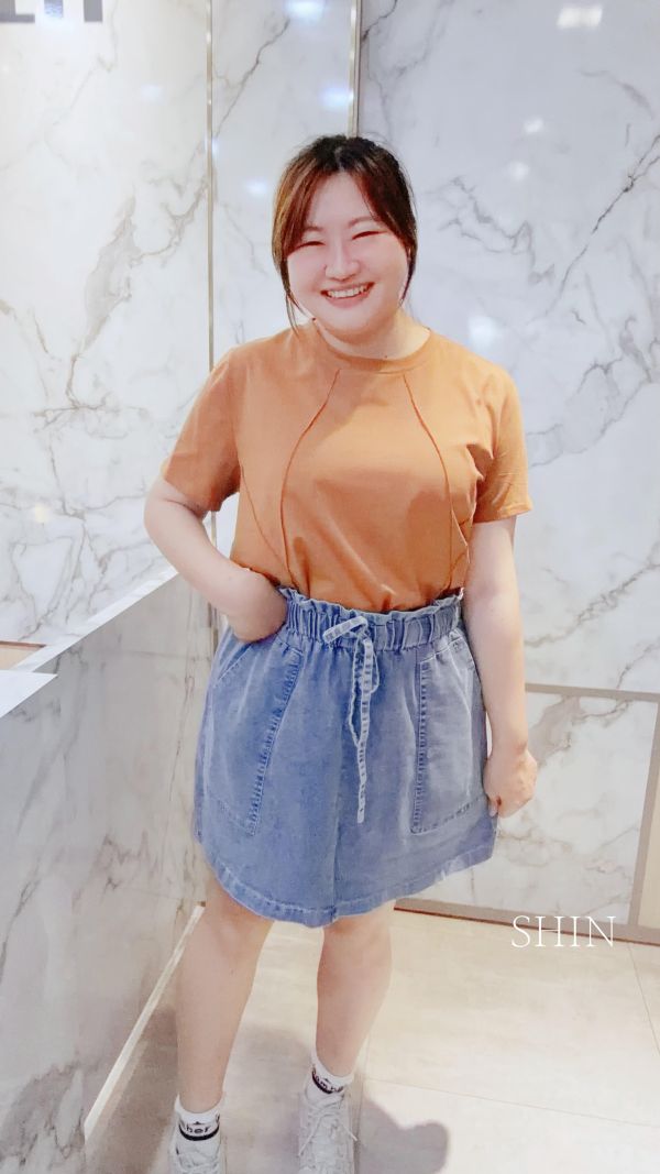 牛仔抽繩大口牛仔裙(深/淺) 