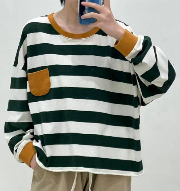 正韓撞色條紋短版T 