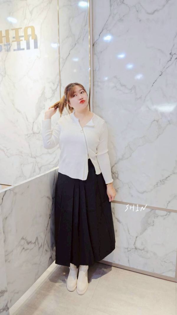 雙開拉鍊圓領針織衣(黑/白) 