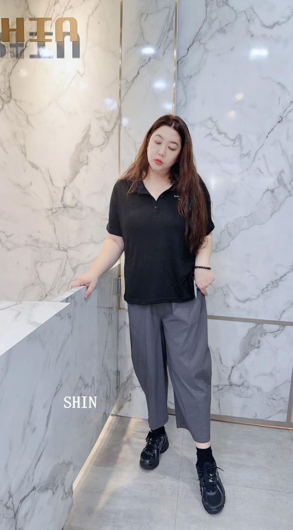 無敵款口袋布標不顯腹涼感寬褲(黑/灰) 