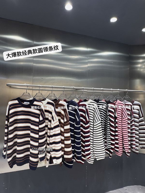 情侶款軟軟的圓領條紋針織衣(咖條/灰條/白底黑條/黑底白條/粉條/藍條) 