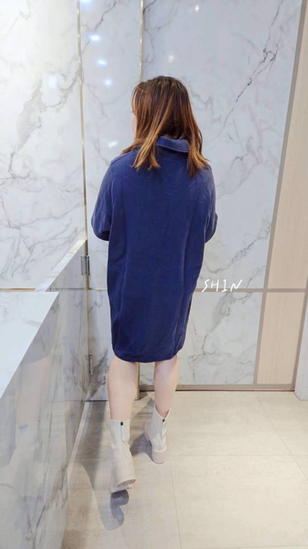 超好穿拉鍊小刷毛連衣裙(紫紅/藍) 