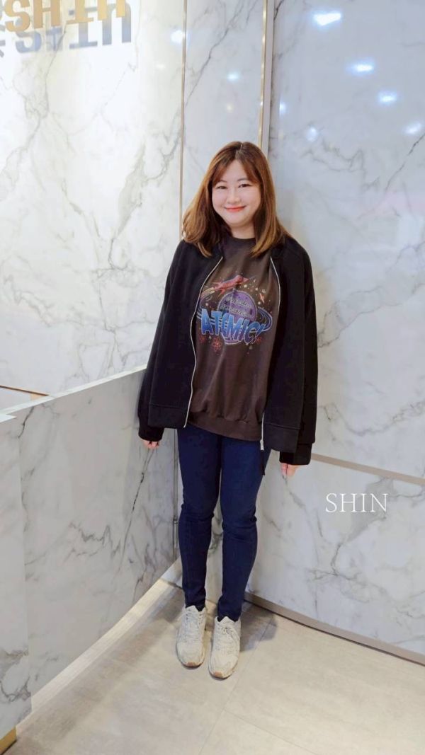 正韓Korea拼接行星上條紋上衣(粉/咖/黑) 