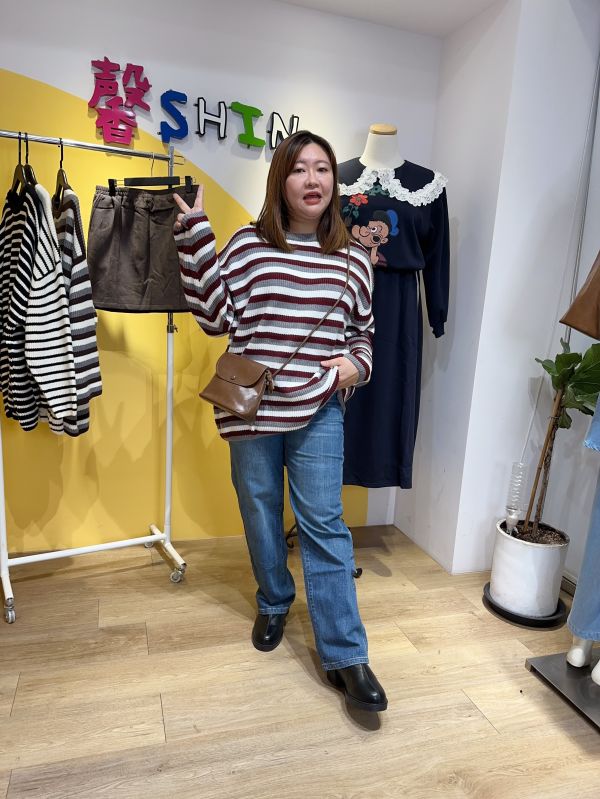 情侶款軟軟的圓領條紋針織衣(咖條/灰條/白底黑條/黑底白條/粉條/藍條) 