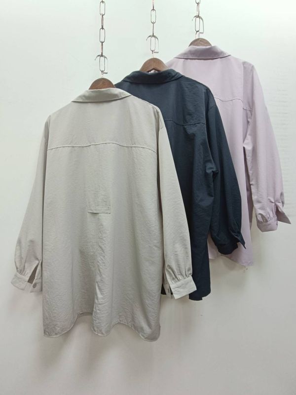 基本款衣櫃必備中長版襯衫(紫/灰/深藍) 