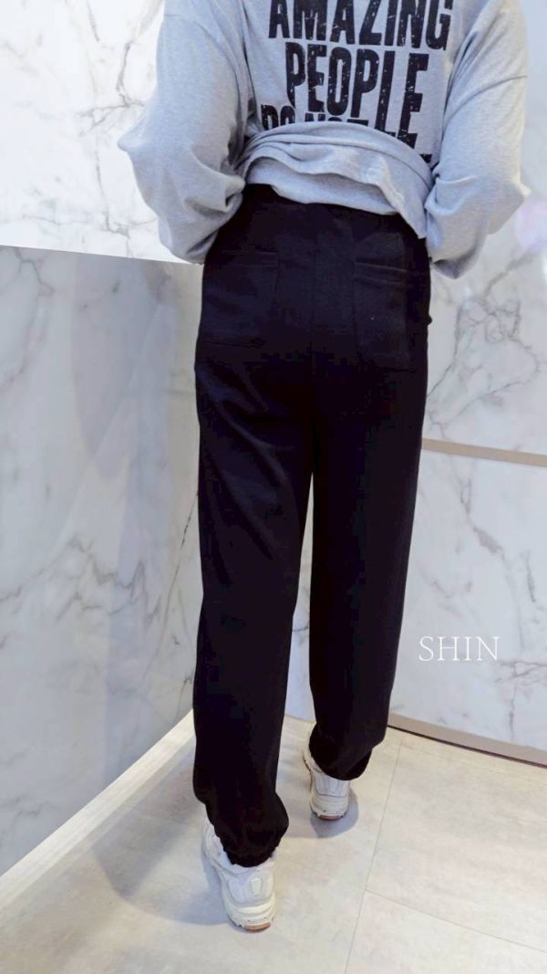 空氣棉束腳休閒褲(黑/灰) 