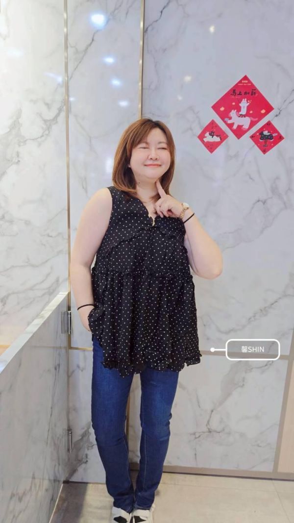 波波點棉麻滾邊長版背心(黑底/白底) 