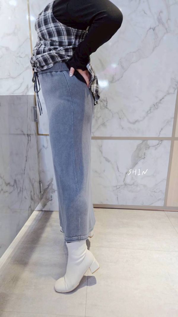 水洗感設計針織長裙 