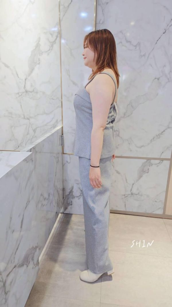 高質感風格螞蟻腰俐落套裝(灰/黑) 