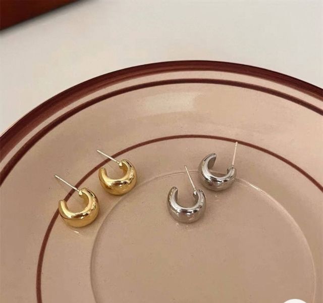 小C拉絲耳針(銀) 