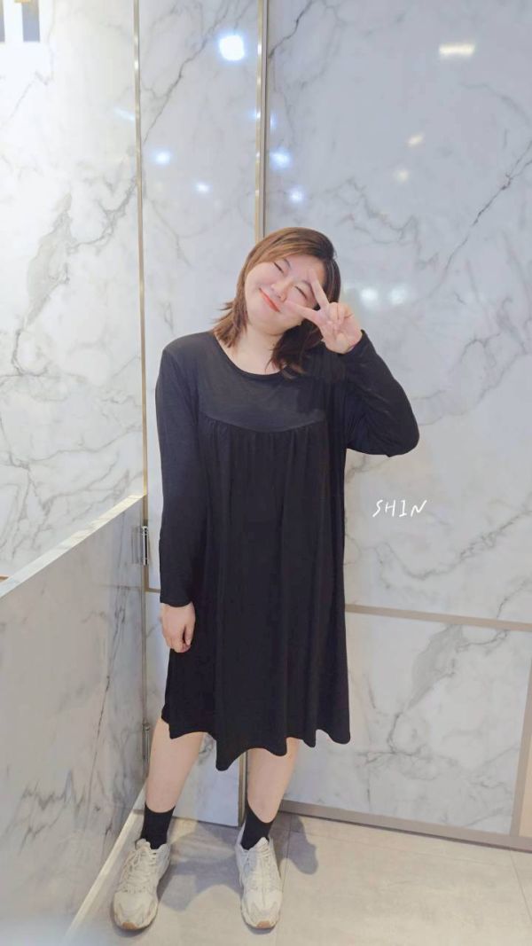 長袖莫代爾睡衣(黑/藍) 