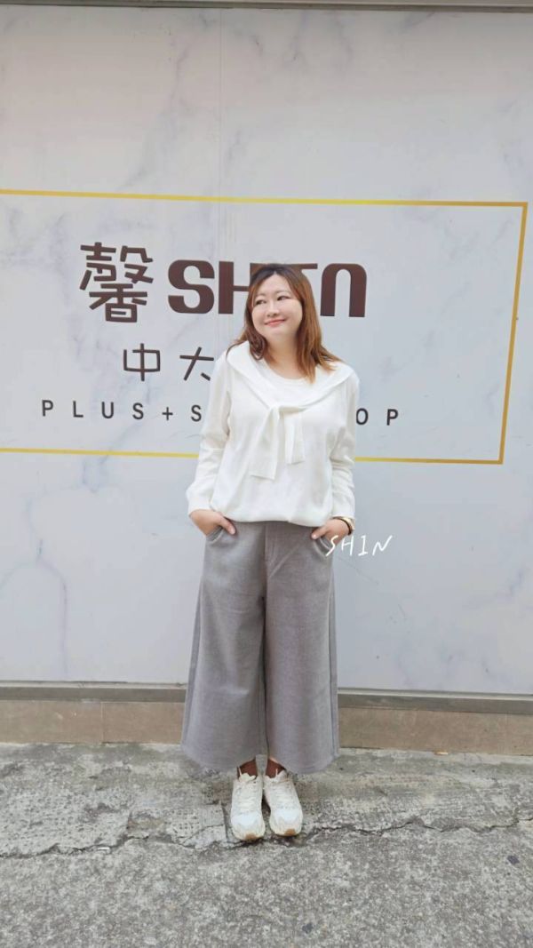 挺布毛呢七分褲(黑/灰) 